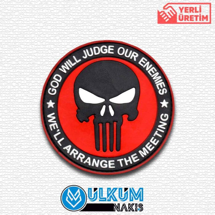 God Will Judge Our Enemies Red Pvc Patch