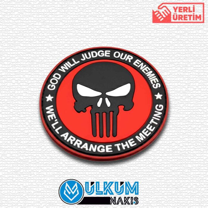 God Will Judge Our Enemies Red Pvc Patch - Görsel 2